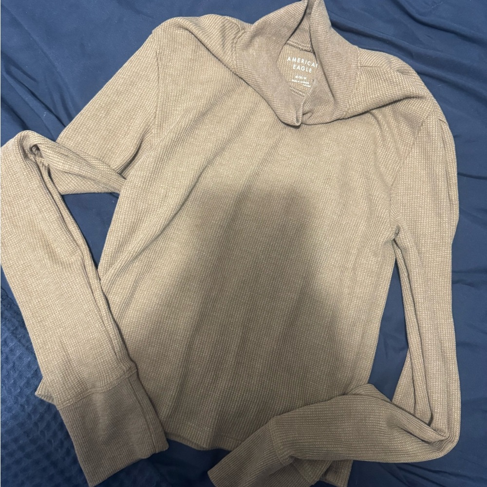 American Eagle Outfitters Women's Beige Cowl Neck Top